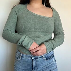 ASOS Sage Green Asymmetrical Long Sleeve Top